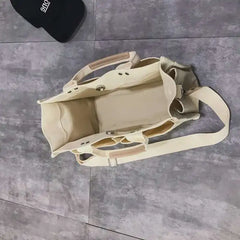 Canvas Tote Handbag with Wide Shoulder Strap
