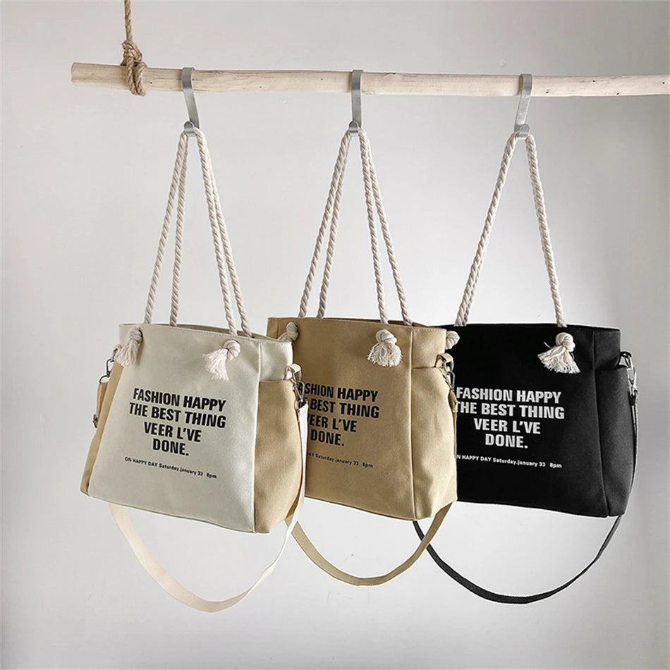 Casual Canvas Shoulder Messenger Bags for Women Large Capacity Travel Handbags