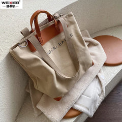 Canvas Women Handbags Letters Shoulder Crossbody Bags Large Capacity Totes