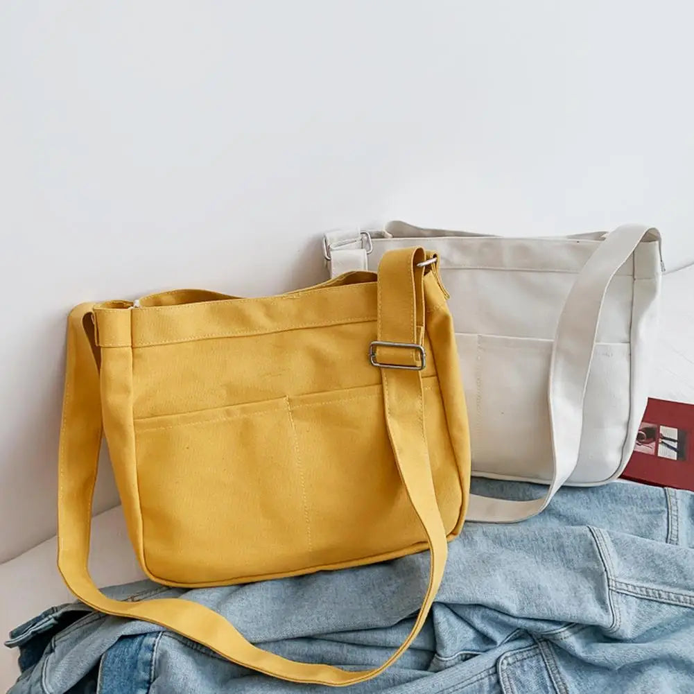 Casual Canvas Women Large Capacity Crossbody Bags Solid Ladies Shoulder Messenge