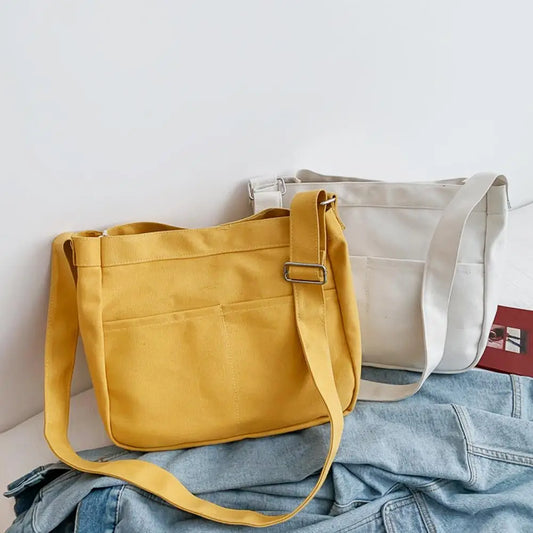 Casual Canvas Women Large Capacity Crossbody Bags Solid Ladies Shoulder Messenge