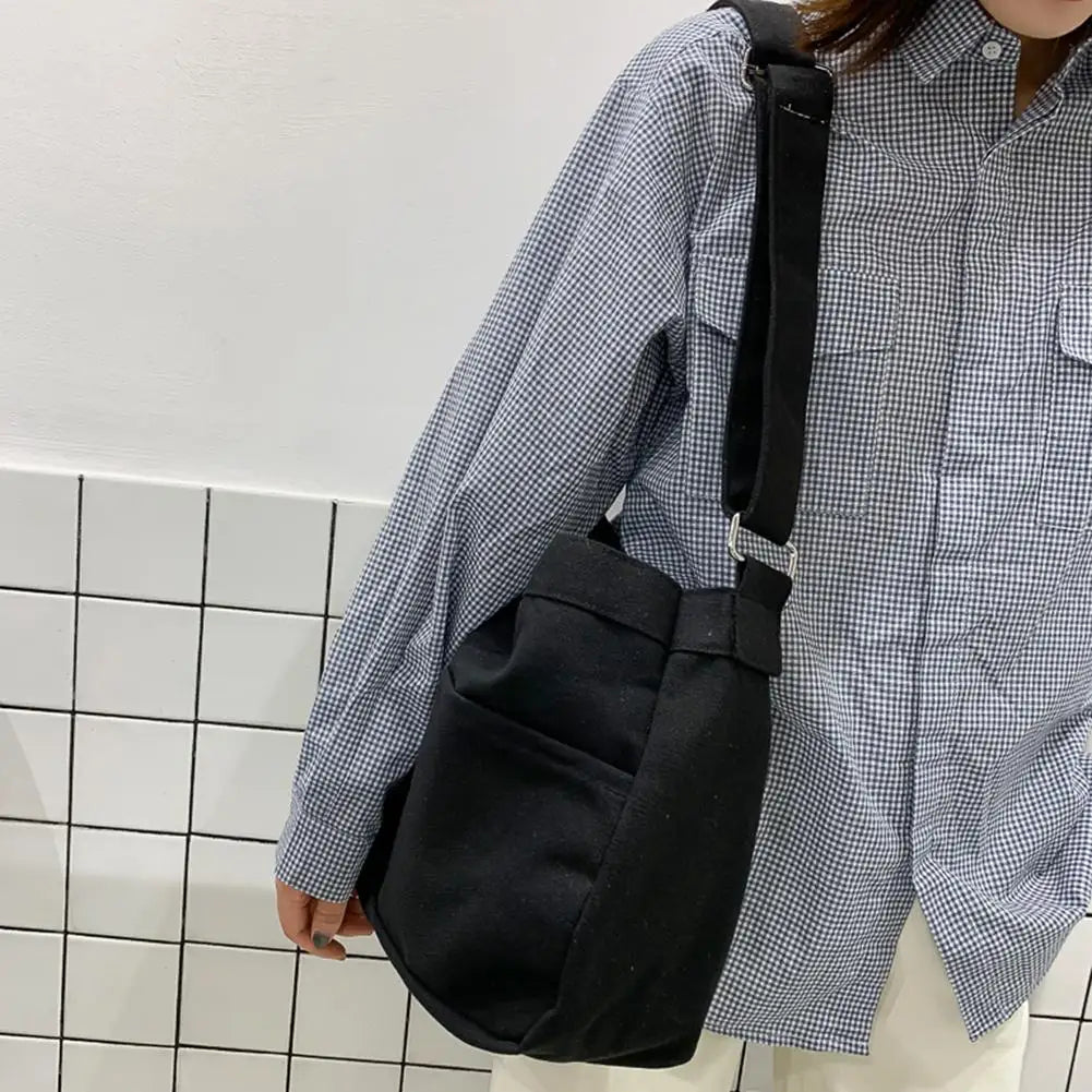 Casual Canvas Women Large Capacity Crossbody Bags Solid Ladies Shoulder Messenge