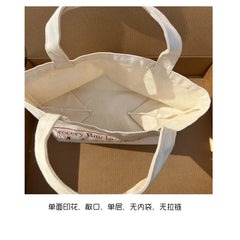 Casual Canvas Women's Shoulder Bag Red Letter Pattern Female Book Tote Handbag