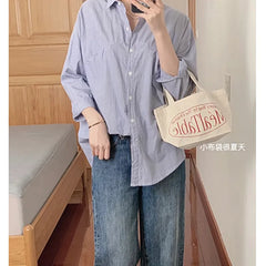 Casual Canvas Women's Shoulder Bag Red Letter Pattern Female Book Tote Handbag