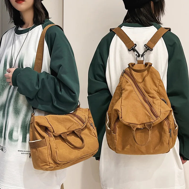 Casual Canvas Women Backpack School Bag College Student Travel Ladies Handbag