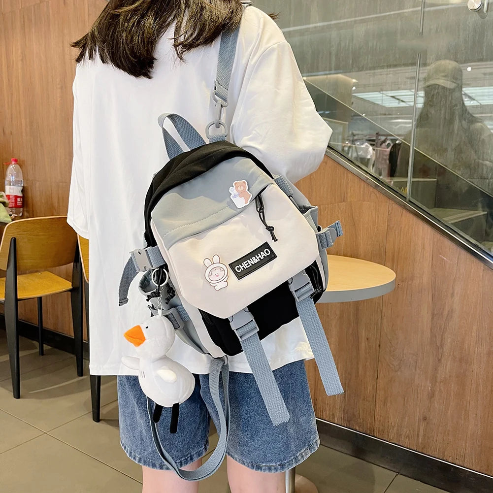 Casual Cartoon Printing Women Backpack Preppy Style Students Schoolbag