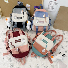 Cartoon Print Women Backpack Preppy Style Students Schoolbag