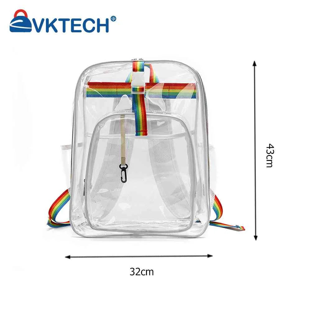 Rainbow Clear Lucency Backpack Transparent PVC Bookbag