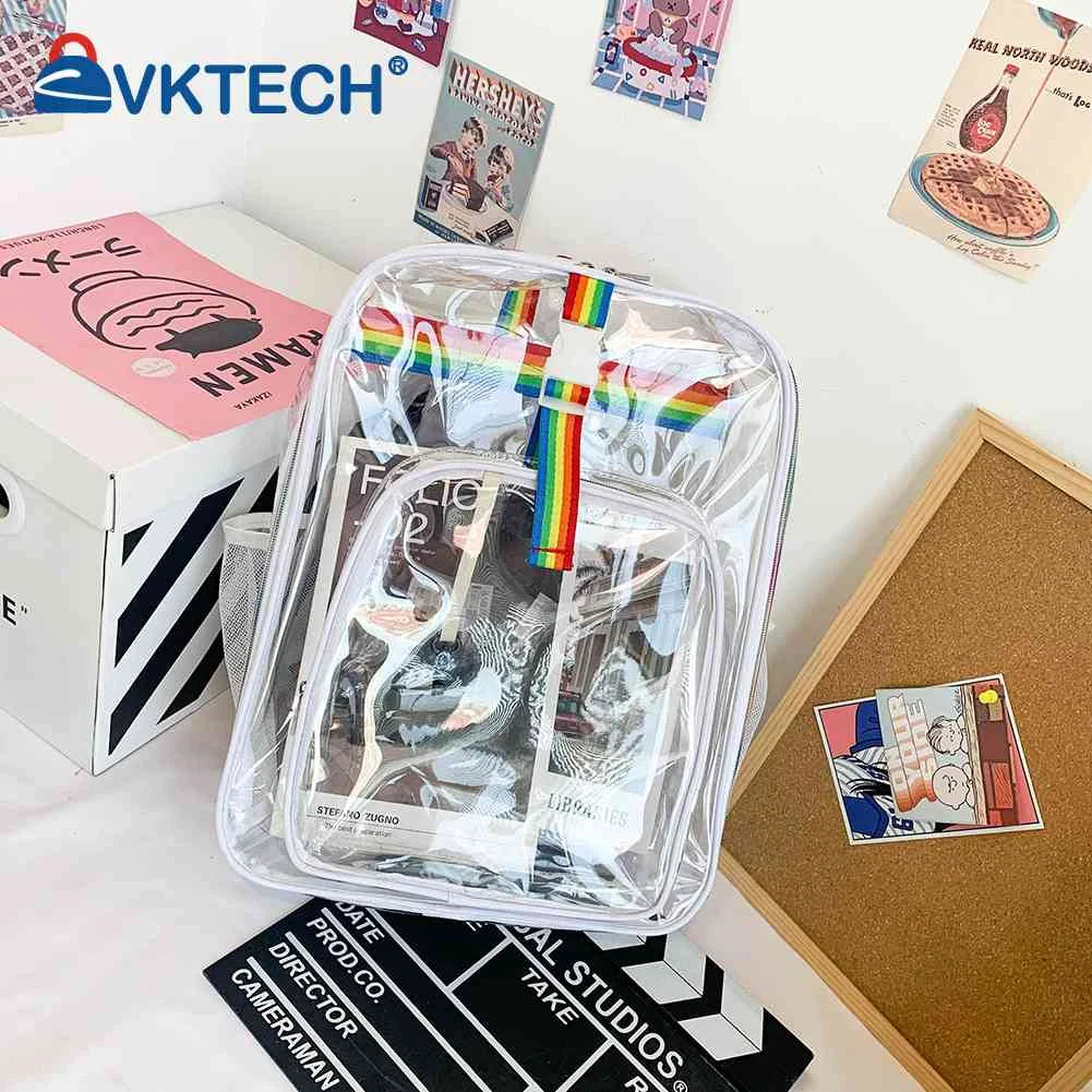 Rainbow Clear Lucency Backpack Transparent PVC Bookbag