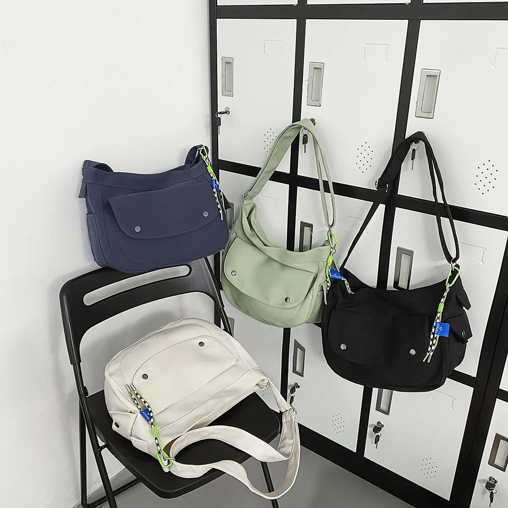Casual Couple School Bag Nylon Shoulder Messenger Bag Large Capacity