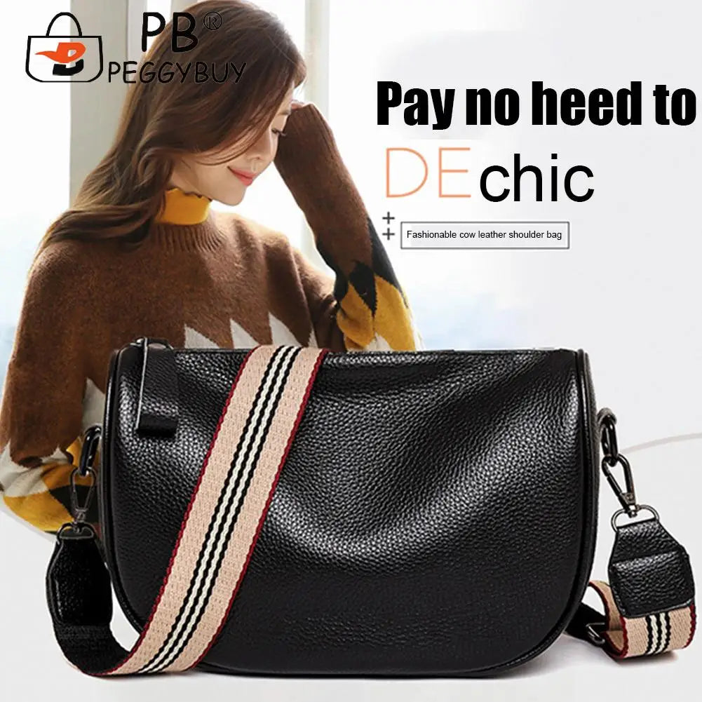 Casual Cowhide Leather Shoulder Bag for Women