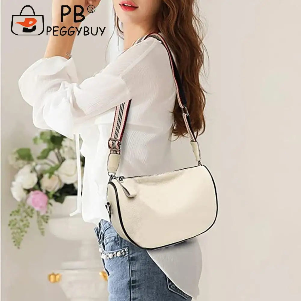 Casual Cowhide Leather Shoulder Bag for Women