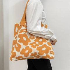 Casual Crochet Bags Satchel Bag Flowers Shoulder Bags Knitted Women's Handbags