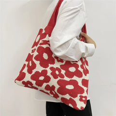 Casual Crochet Bags Satchel Bag Flowers Shoulder Bags Knitted Women's Handbags