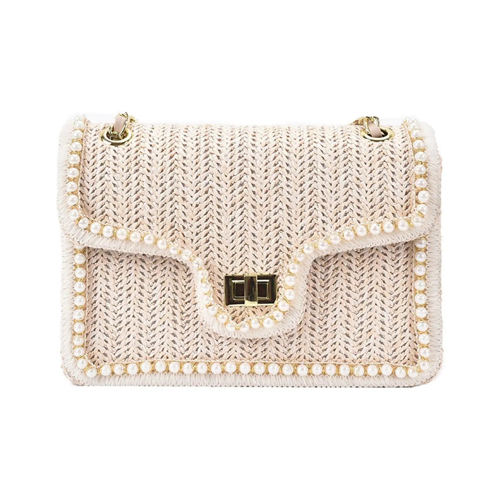 Straw Crossbody Bag Square Satchel Purse Shoulder Bag Women