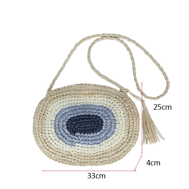 Straw Weaving Shoulder Crossbody Bag for Women Beach Basket Bags