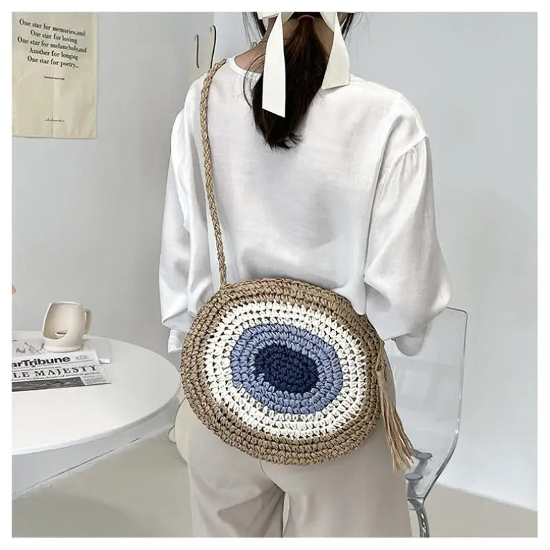 Straw Weaving Shoulder Crossbody Bag for Women Beach Basket Bags