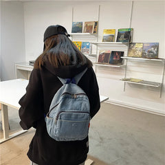 Casual Denim Small Backpack for Women Girls Schoolbag