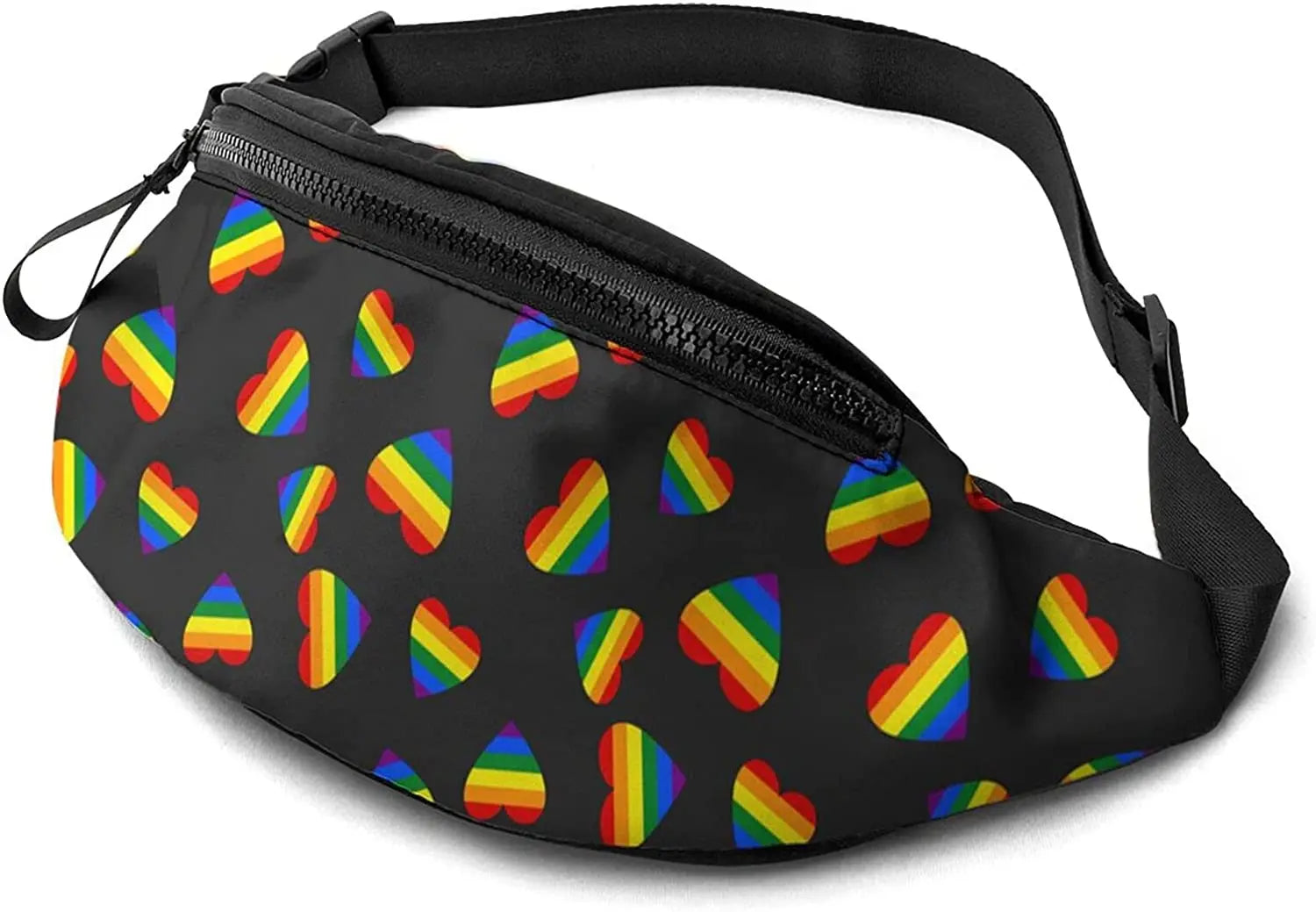 Rainbow Gay Pride Heart Fanny Pack, Adjustable Belt for Travel Sports Running