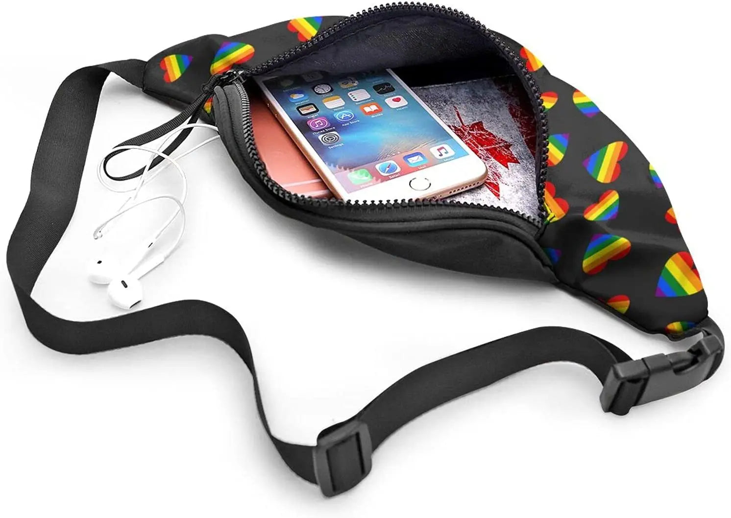 Rainbow Gay Pride Heart Fanny Pack, Adjustable Belt for Travel Sports Running