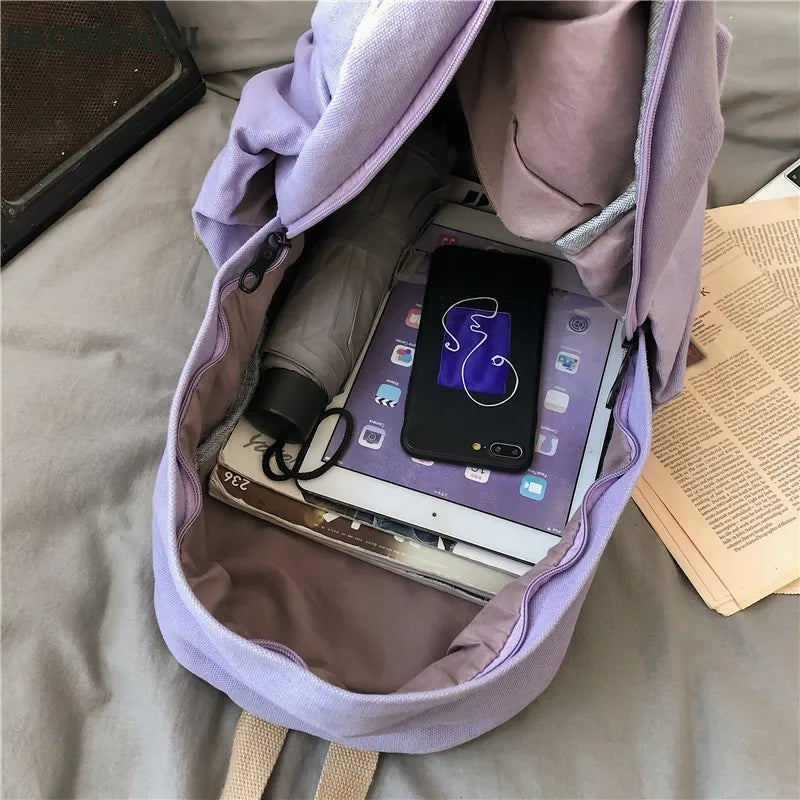 Canvas Backpack School Bags for Teenage Girls Travel Shoulder Bag