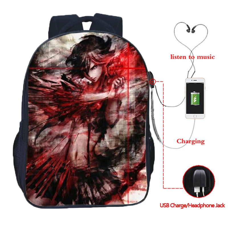 Kill La Kill Matoi Ryuuko USB Charging School Bag Boys Girls Backpacks