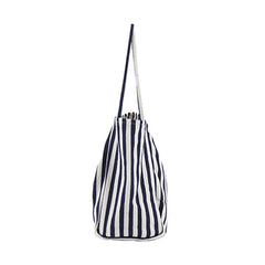 Casual Striped Canvas Handbag Totes Large Capacity Shoulder Bags for Women
