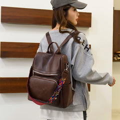 Casual Multifunctional Backpack Removable Shoulder Strap High PU Fabric