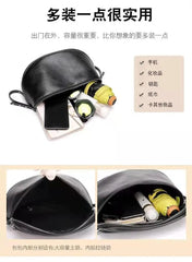 Women's PU Leather Saddle Shoulder Bag Round Shape Crossbody Bag