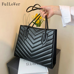 Casual Female Shoulder Bags Square Handbags Stripe Large Capacity Tote Bags