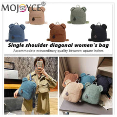 Casual Fleece Bear Shaped Shoulder Bag Women Backpack Handbag