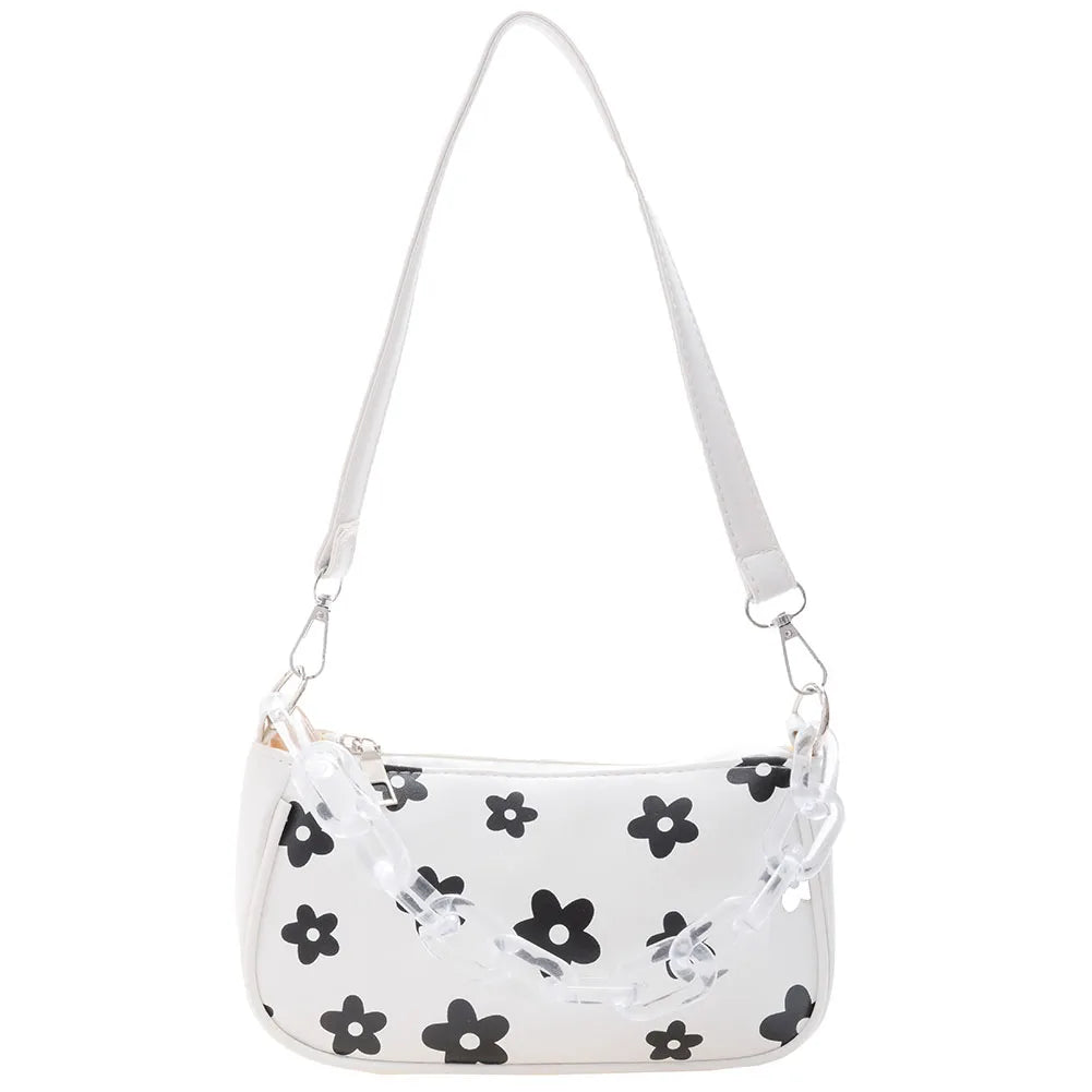 Floral Pattern Handbag Chain Shoulder Bag Top-handle Pouch