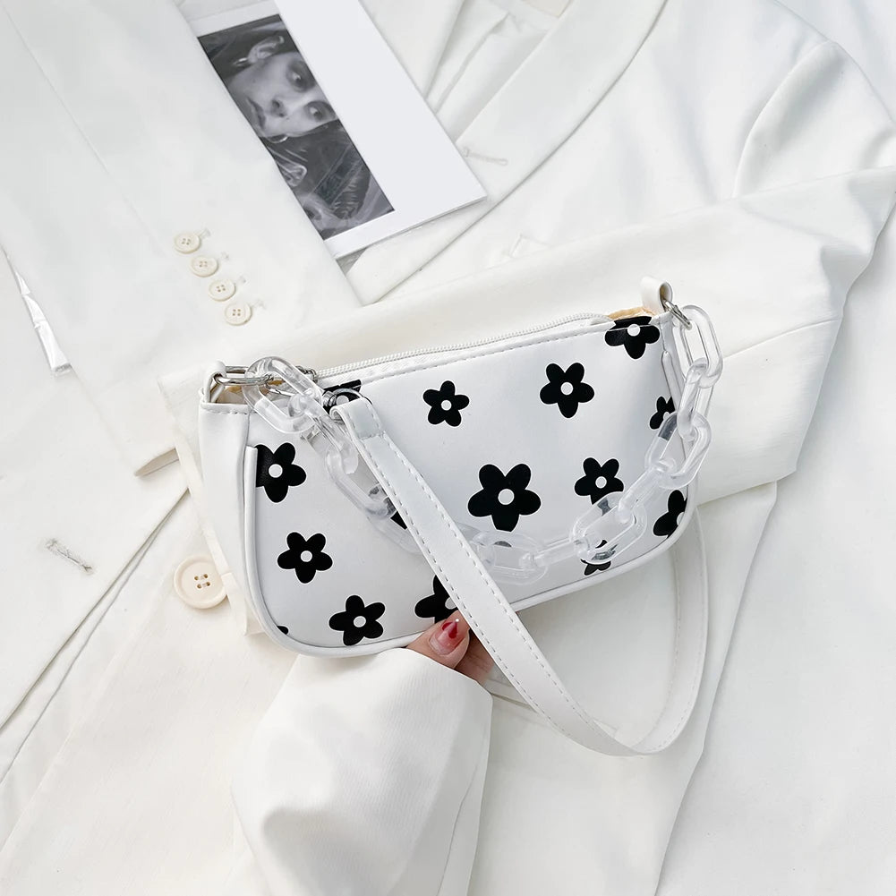 Floral Pattern Handbag Chain Shoulder Bag Top-handle Pouch