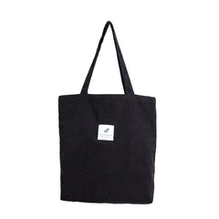 Foldable Corduroy Shopping Bag Eco friendly Reusable Grocery Tote Handbag