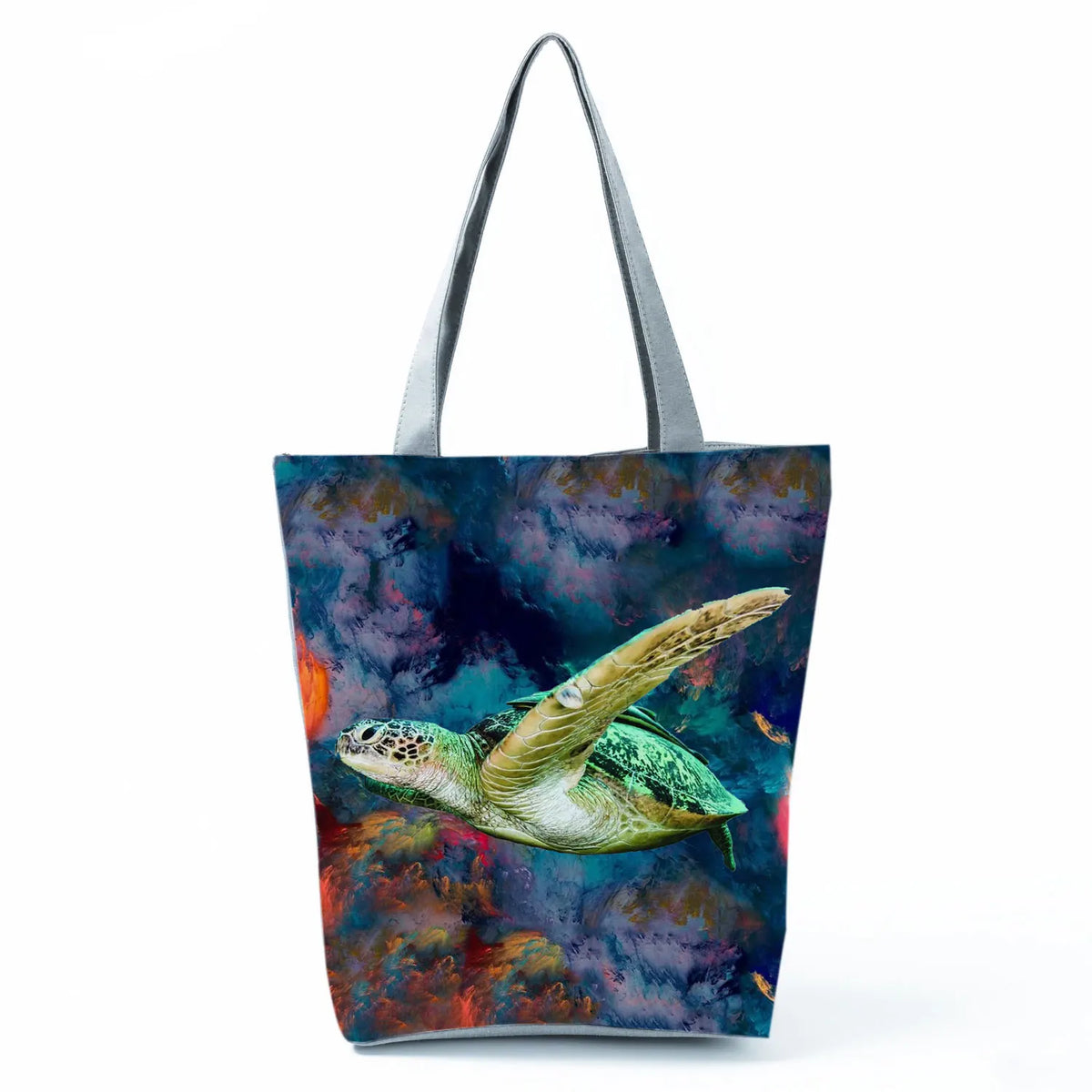 Foldable Ocean Series Shoulder Beach Bag - Whale Turtle Print
