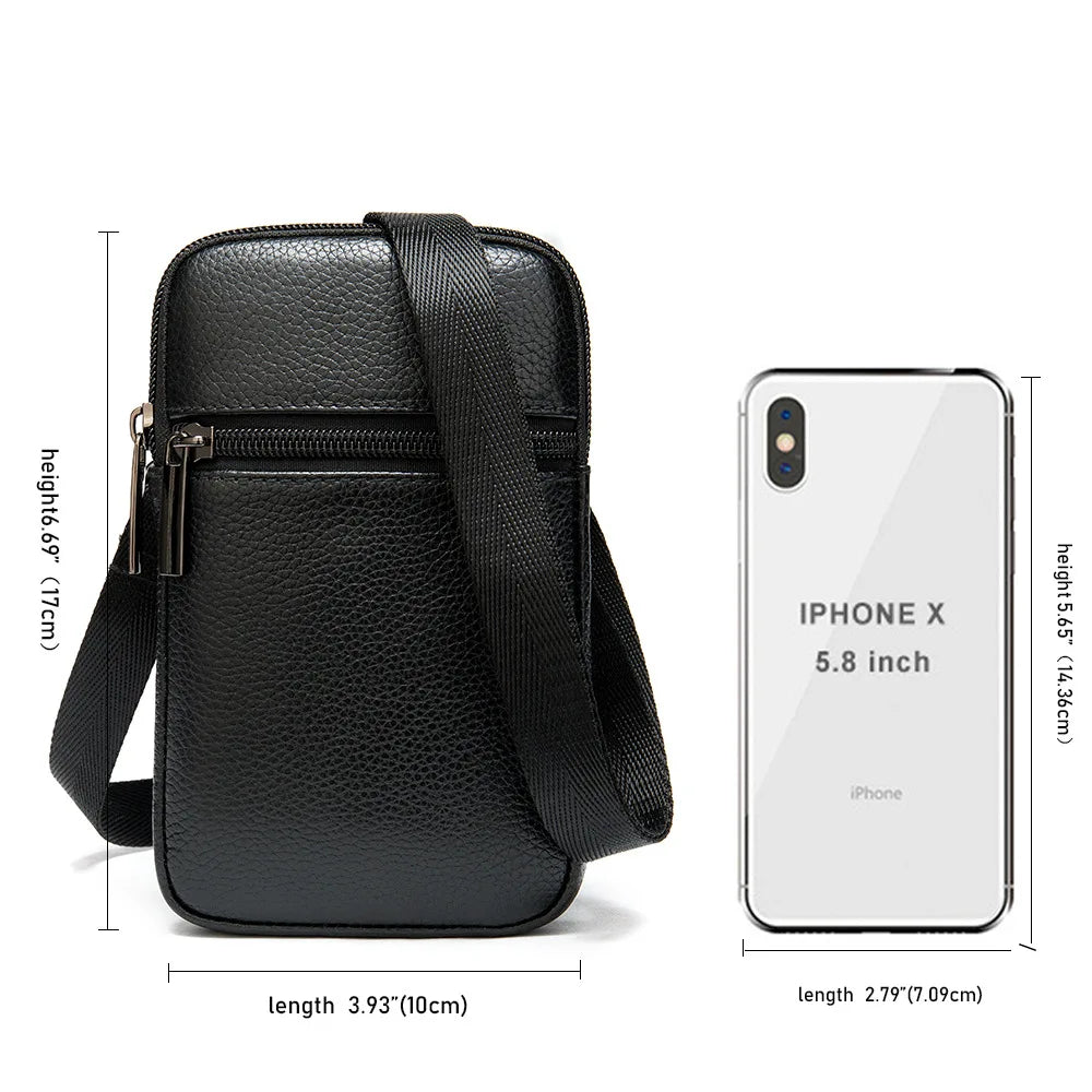 Casual Leather Messenger Bags Mens Bag For Men Small Phone Bag