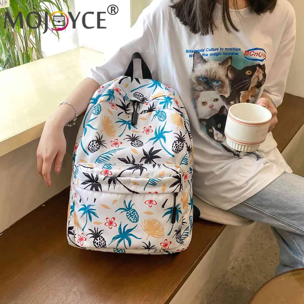 Casual Graffiti School Backpack with Multi-Layer Pockets