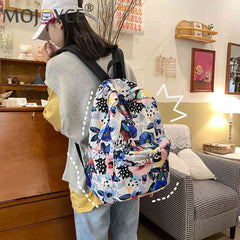 Casual Graffiti School Backpack with Multi-Layer Pockets