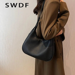 Vintage Soft Leather Shoulder Bags for Women with Purses
