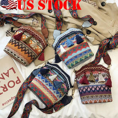 Hand Woven Hobo Crossbody Ethnic Straw Bags Women Handbag Retro Flap Rattan