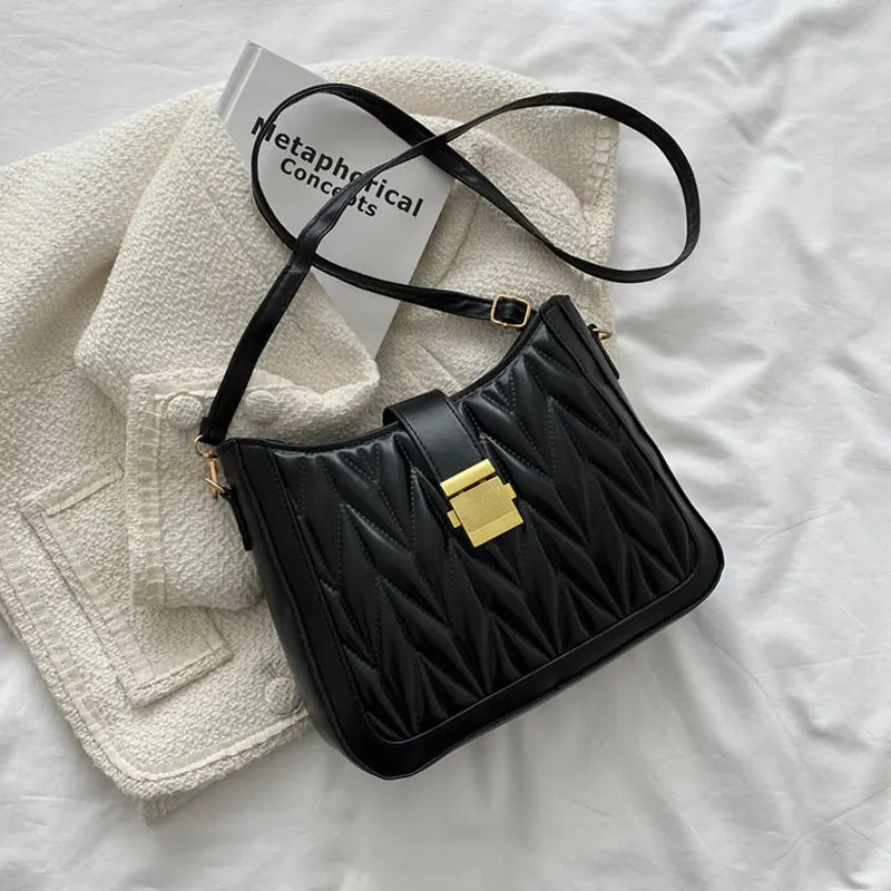 Casual Handbags For Women High Pu Leather Ladies Shoulder Bag Embroidery