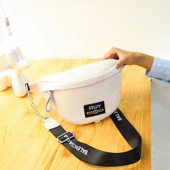 Cowhide Waist Bag for Women Zipper Shoulder Messenger Bag