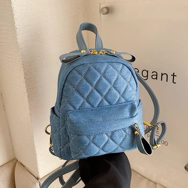 Casual High Denim Backpack Women Small Travel Bag Daily