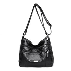 Casual Soft Leather Hobos Vintage Tote Shoulder Bag For Women