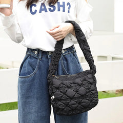 Casual Nylon Quilted Women Shoulder Bag Padded Handbag Down Cotton Crossbody Tot