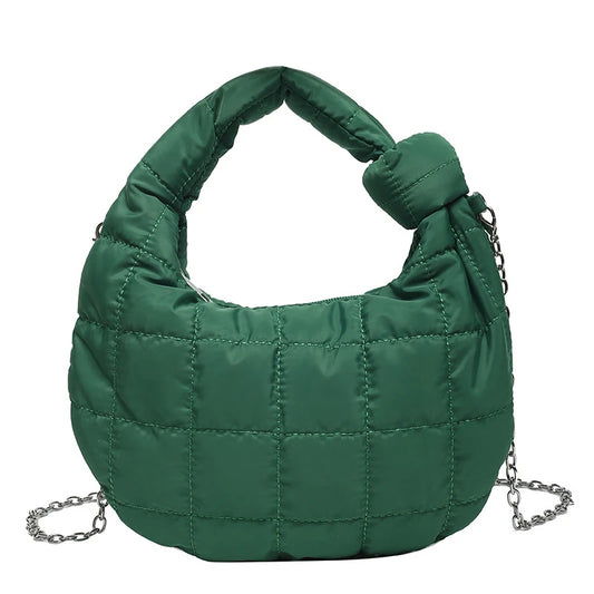 Green Chain Down Shoulder Bag Winter Crossbody Bag Purse