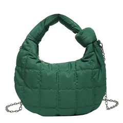 Green Chain Down Shoulder Bag Winter Crossbody Bag Purse