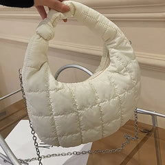 Green Chain Down Shoulder Bag Winter Crossbody Bag Purse