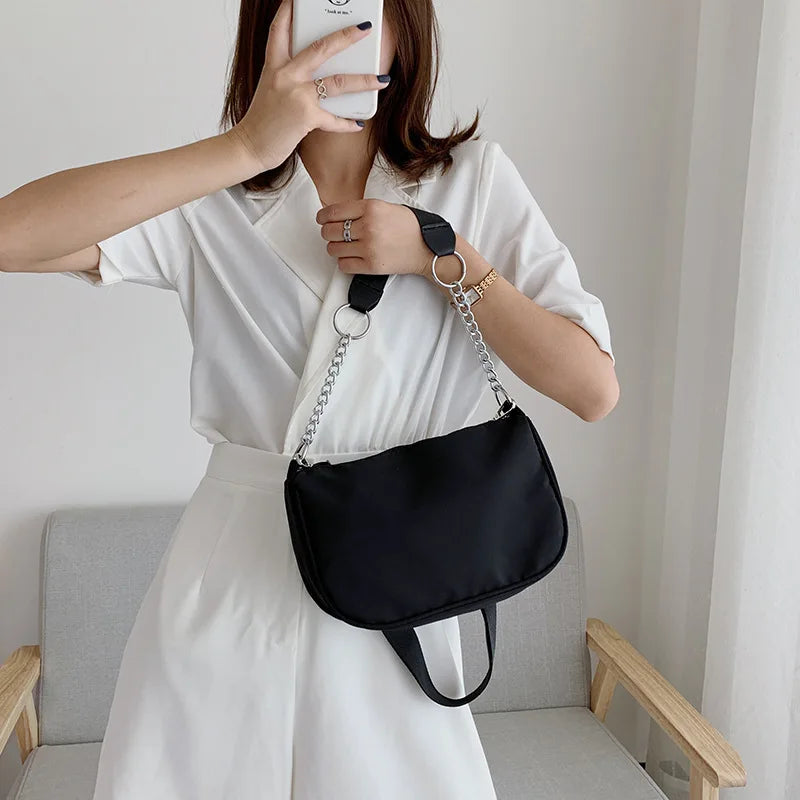 Casual Nylon Chain Crossbody Bag Vintage Shoulder Bag