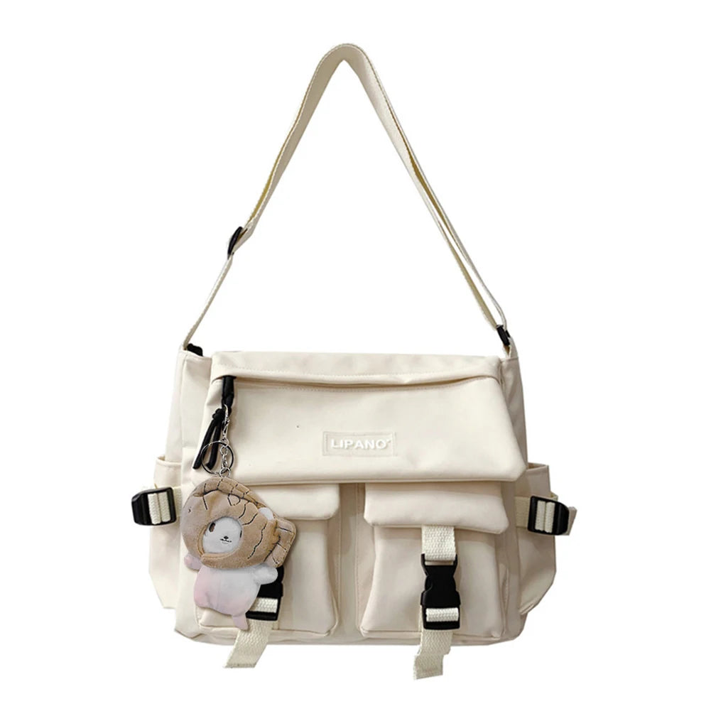 Women's Casual Crossbody Bag Solid Handbag Nylon Messenger Bag